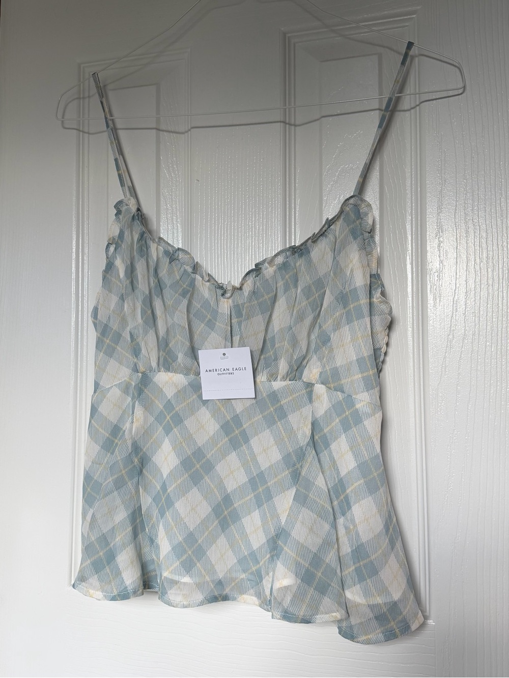 American Eagle Ruched Plaid Cami Top